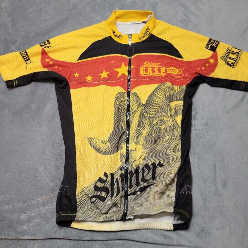 Shiner Atac Sportswear Men Small Shirt Grey Workout Bicycle Full Zip Pocket Mock